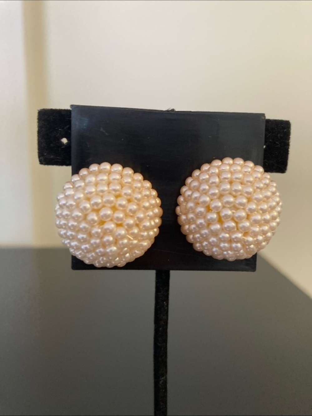 Pearl Cluster Button Earrings - Blush Pink
